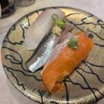 ぐるめ寿司 - 料理写真:本日三種(かんぱち、いわし、大トロサーモン)