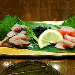 Wasshoidokoro Waku - 金目鯛、伊佐木、真鯵の刺身盛り