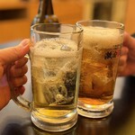 大衆昭和居酒屋 川崎の夕焼け一番星 - 乾杯です。