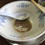 ラーメン げんこつ家 - 丼ごと持ち上げて一気に飲み干しました。
      髄が直径4cm位、残りました。
