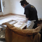 くるみ庵 - 客席から見える蕎麦打ちスペース