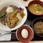 すき家 - 料理写真:温玉ほうれん草ホロホロチキンカレー並盛 追い牛豚汁卵セット