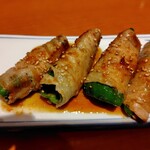 どうどう - ﾋﾟｰﾏﾝ肉巻き焼(ﾋﾟｰﾏﾝ?と思ったｹﾄﾞ 美味しかった♪)