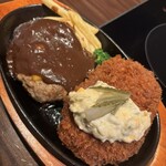 肉の万世 - 料理写真:デカい自家製メンチカツとハンバーグ