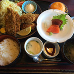 味の民芸 瀬戸 - アジ、カキ定食1,600円（税別）