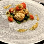 Bistro cafe eS - タラの白子のムニエル　柚子と焦がしバターのソース　ある日の前菜