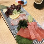 須賀乃湯 - 刺し盛り　本マグロ、活〆真鯛、クジラ