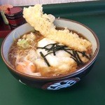 文殊 - とろろそばにイカ天と生卵