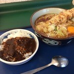 文殊 - そば定食　カレー　ちくわ天と生卵