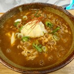 自家製うどん さんたく - お肉と半熟たまご天のカレーうどん
