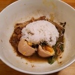 中華そば 閃 - 限定煮干しあぶらそば　〆ご飯ダイブ