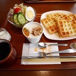 はまきた珈琲 - ワッフルモーニング（ドリンク代+100円）_2015年2月