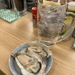 立呑み 晩杯屋 - 料理写真:チュウハイと生牡蠣