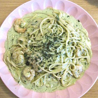 オステリア バッカナーレ - 料理写真:小海老ジェノヴェーゼクリームスパゲッティ（大盛り）