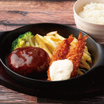 テキサスキングステーキ - エビフライデミグラスハンバーグ