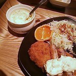 ももやま - 2015・1　自家製タルタルソース　ロースカツ定食