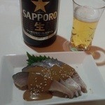 ごうじょっぱり - 中瓶ビール＋お通し（しめ鯖）