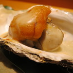 鮨龍尚 - 牡蠣と雲丹の焼き物　ホワイトソースがけ