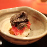 にくの匠 三芳 - 2015/5ロースおごわトリュフ乗せ、たまごソースかけ