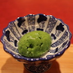 にくの匠 三芳 - 2015/2抹茶のシャーベット白州香りつけ