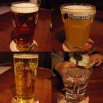 ザ　グラブ - バス・ペールエール、ヒューガルテンホワイト、ストロングボゥ、お水（ロックアイス入り）