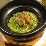 虎白 - 食事：甘鯛と空豆の炊き込みご飯