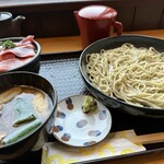 まぐろ屋十割 - 料理写真:鴨南ごぼうそば　まぐろ3種盛小鉢丼