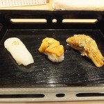 炭火割烹 大嶋 - 寿司はイカ、ウニ、アナゴ