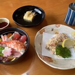 網元 - ちらし寿司、鯛のあられ揚げ、椀物