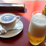 TOKYO NODE CAFE - 笑い男ラテ　850円と、サンミゲール　850円