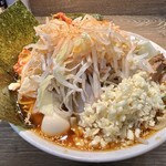 自家製麺 浜一 - 限定『ネギポン』（1,300円）＋うずら（100円）＋ニラキムチ（150円）、ニンニクコール