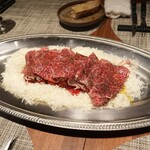 Gourmandise - Mita Beef Top Sirloin Carpaccio with Tomatoes, Peaches, and Generous Parmesan Reggiano
