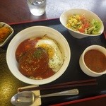 Kizunashokudou - 「望来豚ロコモコ丼」セット