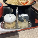 三田製麺所 - ✅味噌つけ麺(中)¥1.200‼️
　※並盛から大盛まで無料！
　※あつもりも可能！
　※キャッシュレス決済可能！
　※別添えでニンニク、ショウガ付き