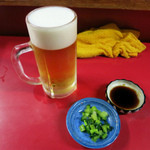 Hirobou - 生ビール(中・570円)とお通し