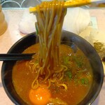 三国そば - 月見そばカレー味辛口・おにぎり