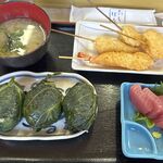 めはり寿司 二代目 - めはり寿司定食1300円,2026年3月時点,お食事処めはり寿司二代目(和歌山県那智勝浦町)TMGP撮影