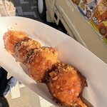 佐野S.A 下り　串焼き屋台 - いもフライ 色んな味があったけど、ここはオーソドックスなソース味でしょ。