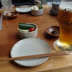 燒鳥 一角 - 生ビール　突き出し