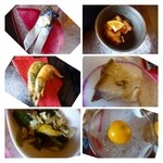 僧伽小野 一秀庵 - この日の「旬魚のスモークコンフィ」は「鰤」でしたが脂がのり美味しいですよ。
            韮のお浸しもいいお味でした。他は普通に美味しいかしら。