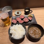 牛舌之檸檬 有樂町店 - KIWAMIコース定食と生ビール(コースのサラダは完食済)