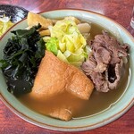 手打ちうどん ムサシ - ムサシうどん(野菜天ぷらの代わりに桜肉)@¥700