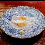 鮨みなと - ひらめこのわた乗せ