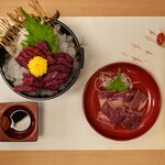 鶴我 會津本店 - 並桜刺しと桜ベーコン