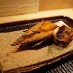 神楽坂 石かわ - 焼物　早掘り筍 穴子酒盗焼 2015.2.x