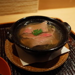 神楽坂 石かわ - 煮物　牛鍋 椎茸 筍 2015.2.x