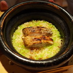 神楽坂 石かわ - 食事　のどぐろの釜炊きご飯 味噌椀 香の物 2015.2.x