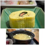 博多海鮮処まんぷく屋 - ◆明太子入り卵焼きは久しぶりに口にしたのですが、ご飯のおともに最適。 ◆お味噌汁には若布などが入り、思ったより（失礼）いいお味。