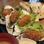 sake oyster BAR 石花 - カキフライ・生牡蠣定食（1350円）