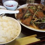 レバニラ定食 kei楽 - 山形庄内産豚レバーの「レバニラ炒め定食」